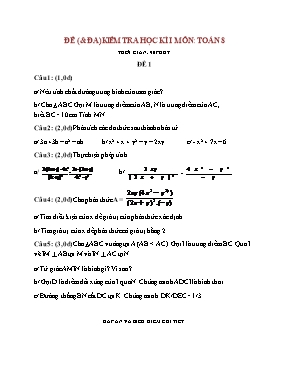 Kiểm tra học kì I môn Toán học 8